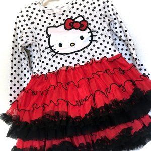 Matching Sister Party Dresses! - Hello Kitty Tutu Dress w/ Polkadots - 2T & 4T